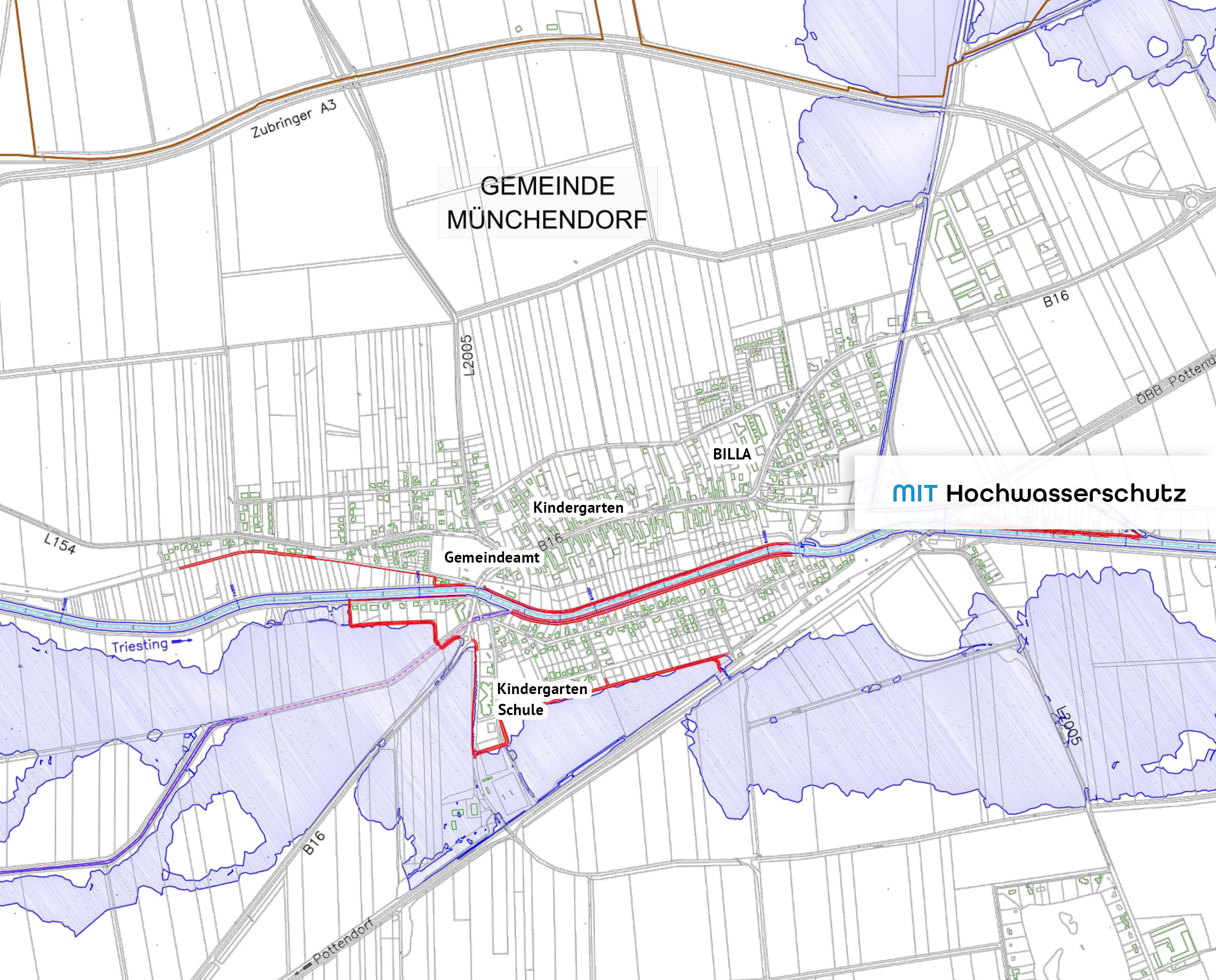 Projektanpassungen zwischen der B16 Brücke und der Bahngassenbrücke